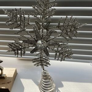 Silver Snowflake 11” tall Jeweled Tree Topper